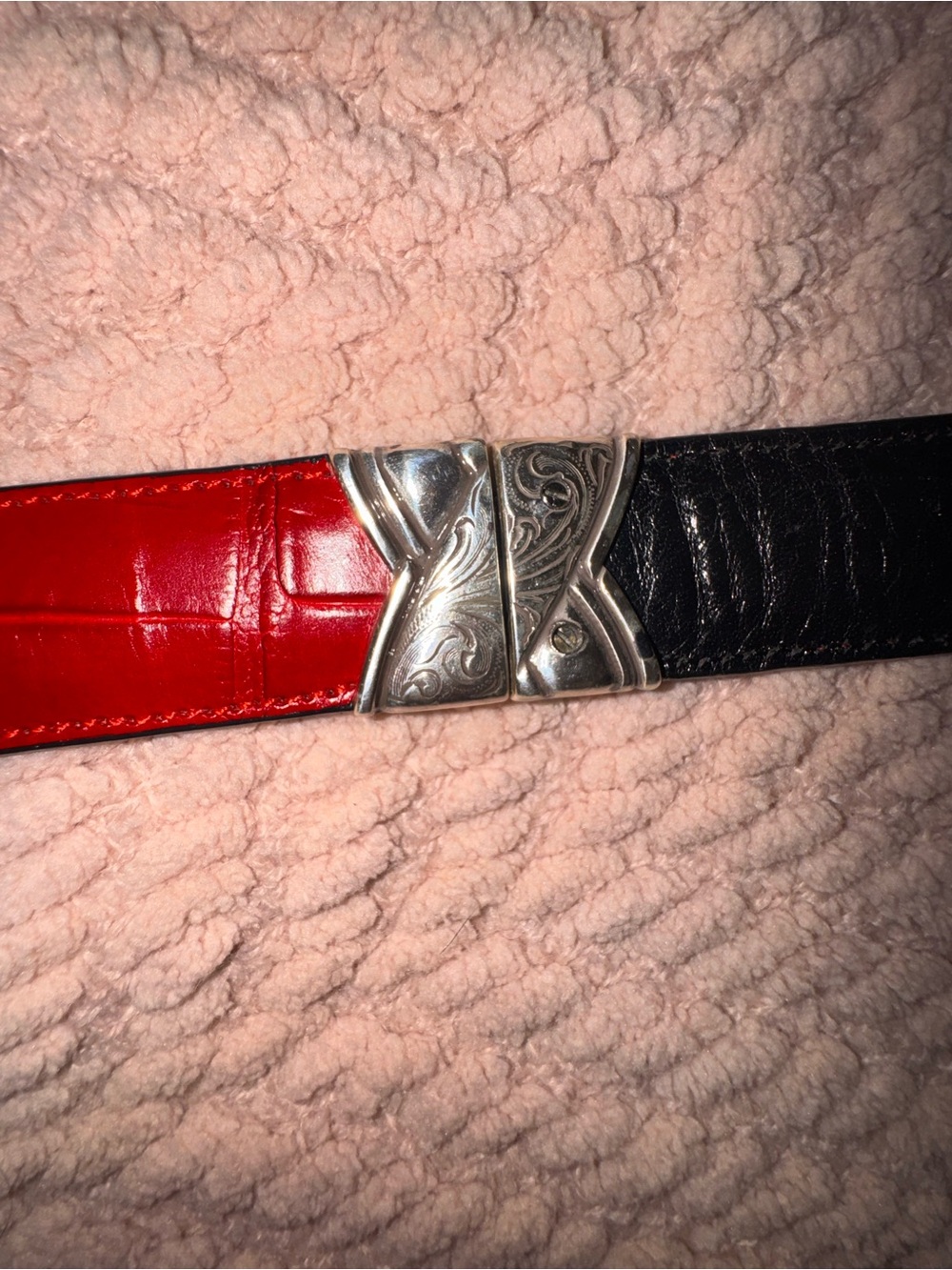 Brighton Vintage Reversible Leather Belt Red & Black Western Concho Size 28 - Picture 4 of 10